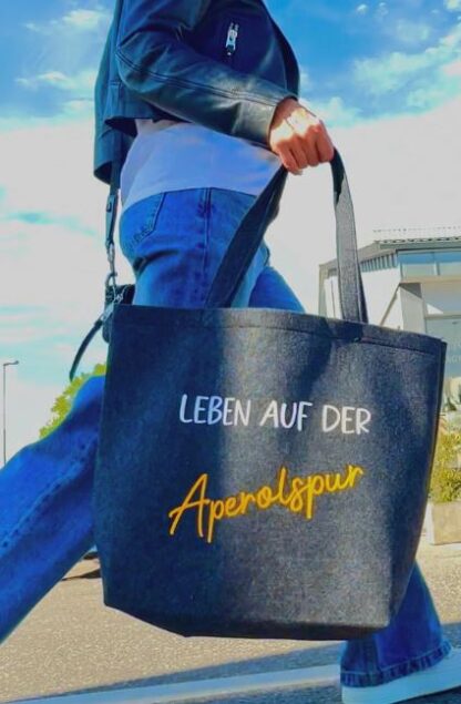Filz-Tasche/-Shopper Einkaufstasche "Leben auf der APEROLspur"