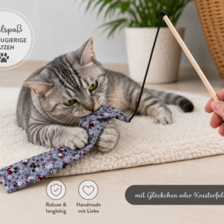 Katzen-Angel mit Stoffschlange – interaktives Katzenspielzeug