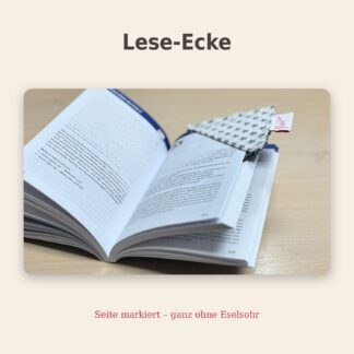 Lese-Ecke – handgenähtes Eck-Lesezeichen aus Baumwolle